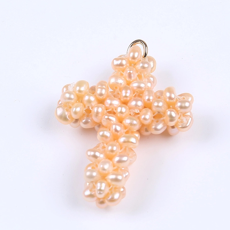 Handmade Freshwater Pearl Cross Shape Pendant