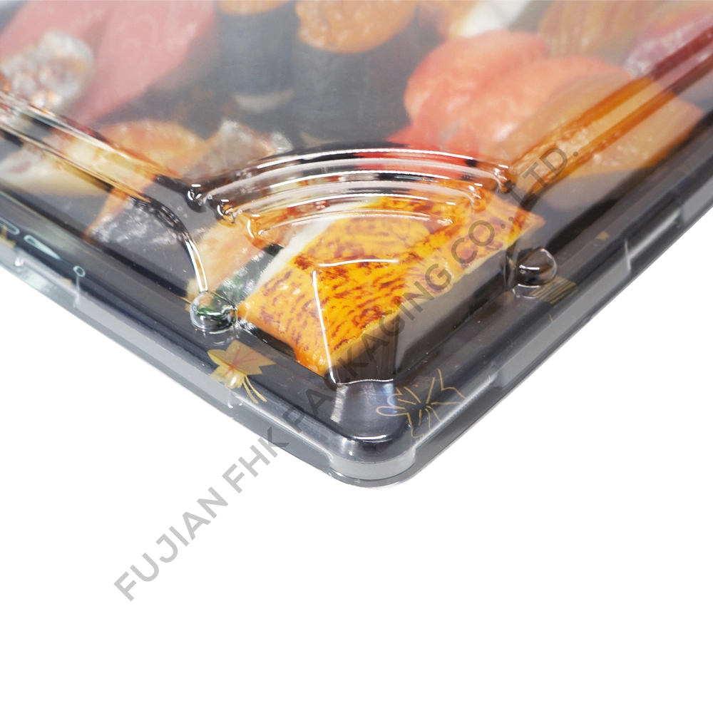 Sushi Disposable Package Containers Sushi Tray Packaging Plastic Transparent Box with Lid