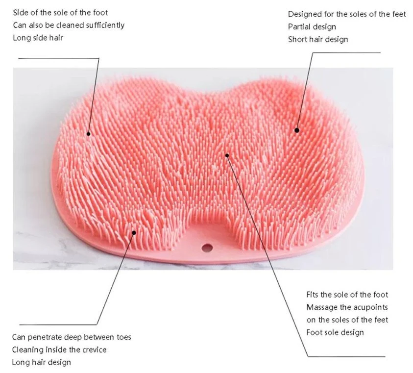 حمام تقشير للتدليك بتدليك بواسطة دش التقشير مع تدليك بظهر حصيرة الحمام غير منزلق فرشاة أداة تنظيف الجسم بالفرشاة Silicone Foot Wash أداة تنظيف الجسم