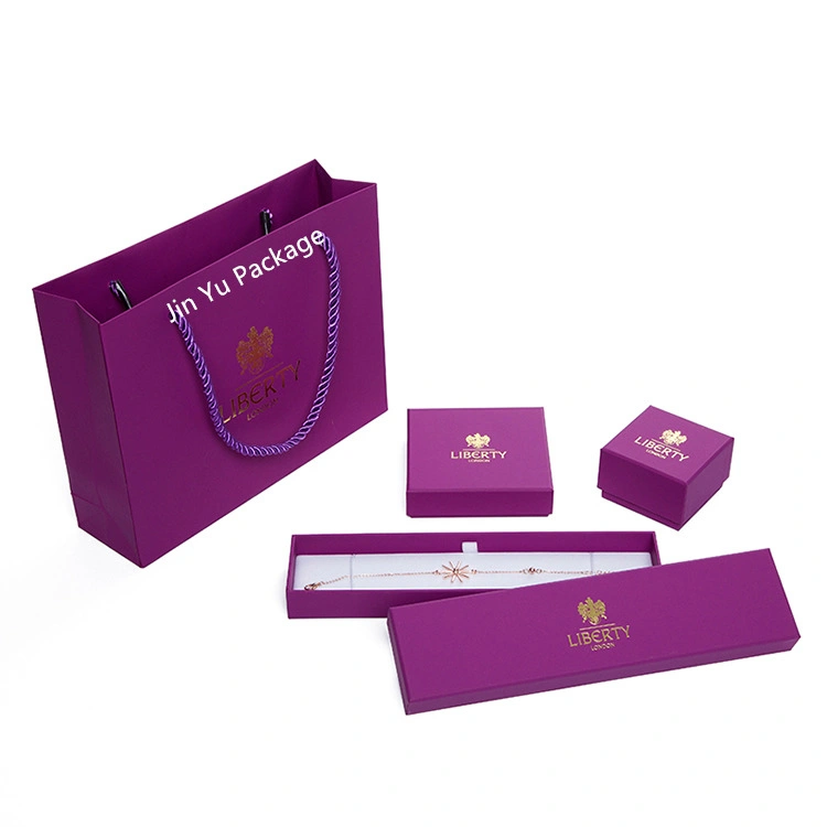 Benutzerdefinierte Elegante Lila Karton Papier Schmuck Geschenk Promotion Verpackung Boxen