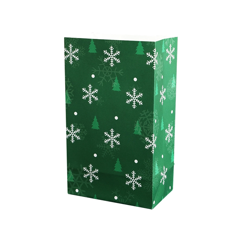 Saco de oferta de papel cookie de Natal com fundo quadrado e boca plana sem Pega o saco de noivas de aniversário para a festa unir-se