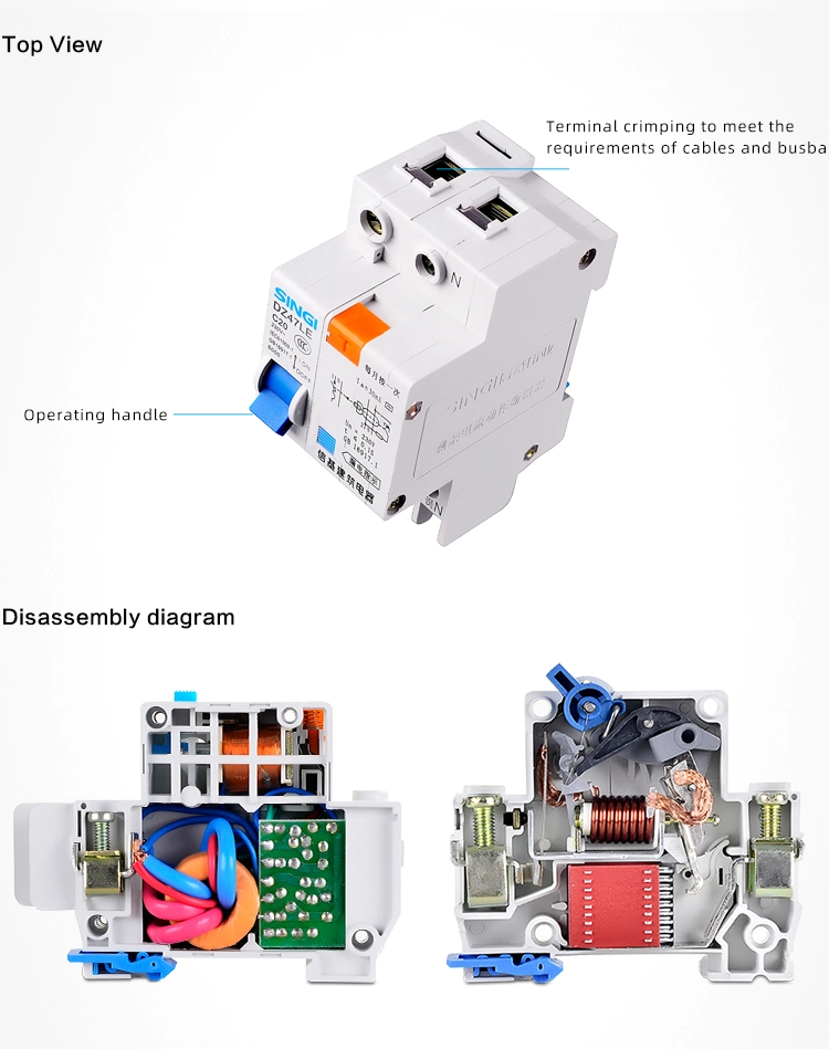 Convencionales de Singi Protección de sobrecarga de 6k 1p-4p disyuntor miniatura con precios baratos DZ47le-63