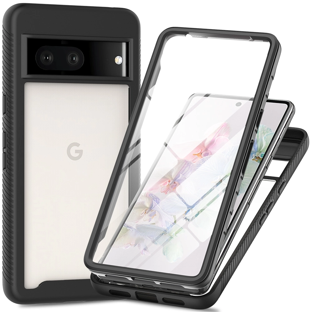 for Google Pixel 7 PRO 5g Pet Screen Protector Phone Case Hard PC + Soft TPU Shockproof Cover - Black