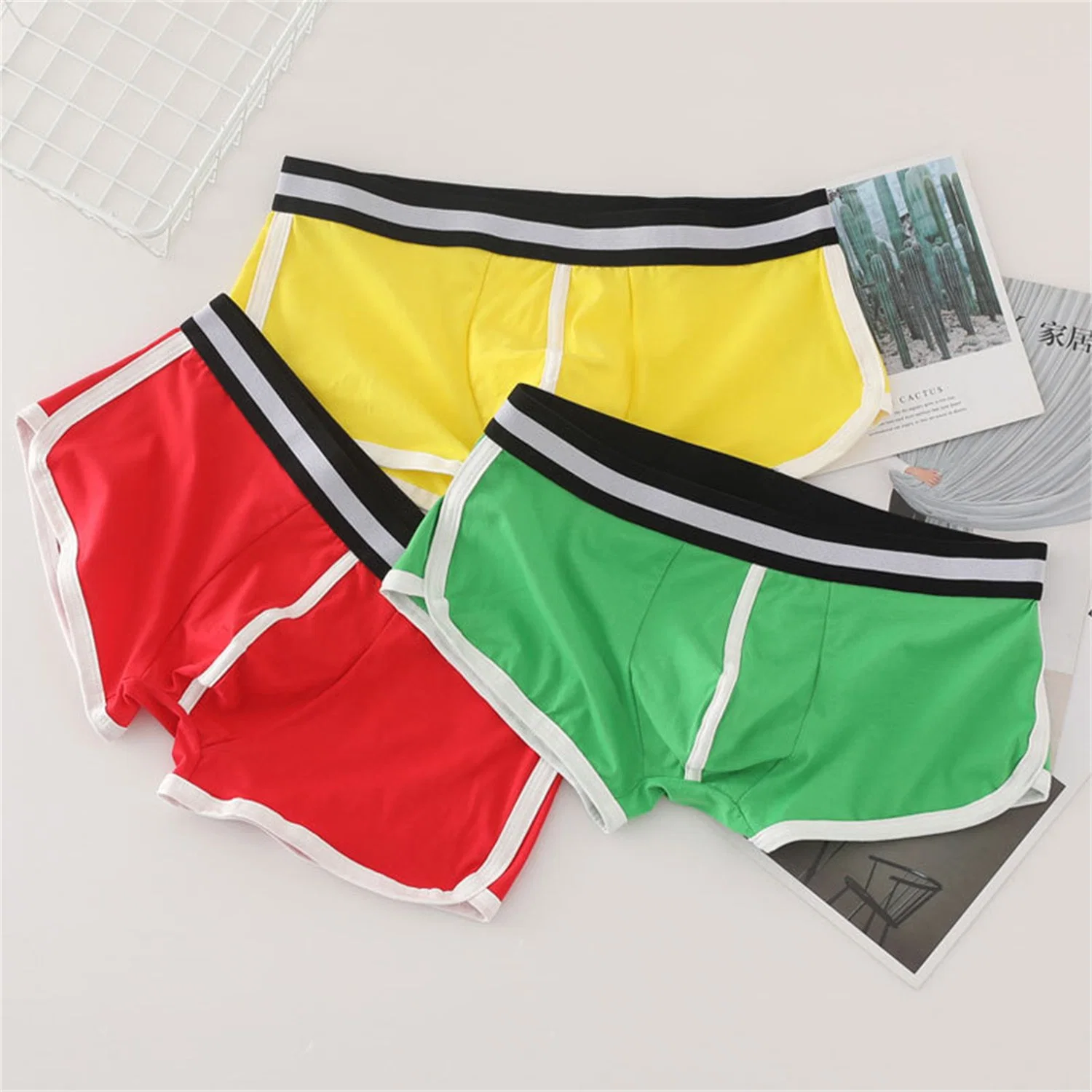 Underwear Manufacturer OEM Wholesale Plus Size Elastic Underpants Sexy Comfortable Splicing Briefs Breathable Mens Boxer Shorts with Eco Permit