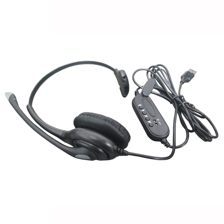 Computer Mono Wired Office Single Ear Microphone Call Center Headset Noise Cancelling with Remote