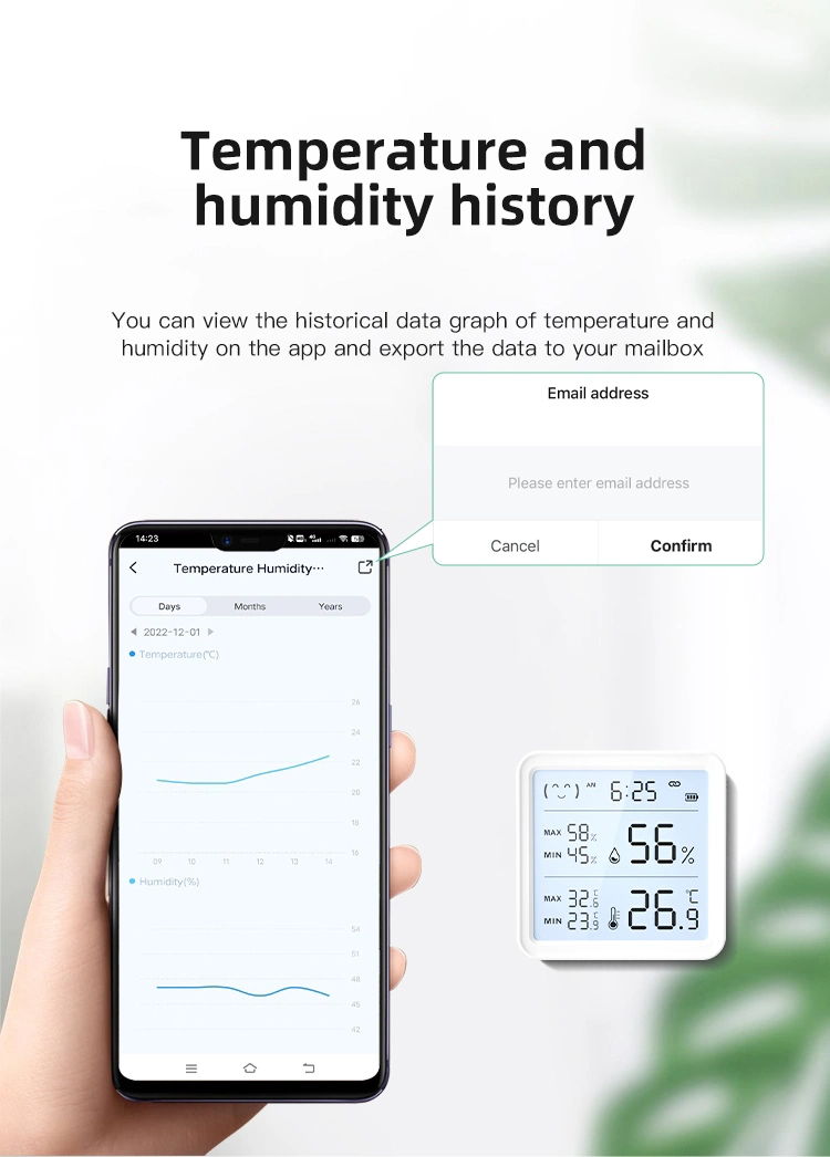 Minco Home Large Screen Smart Tuya WiFi Temperature Humidity Sensor with Backlight