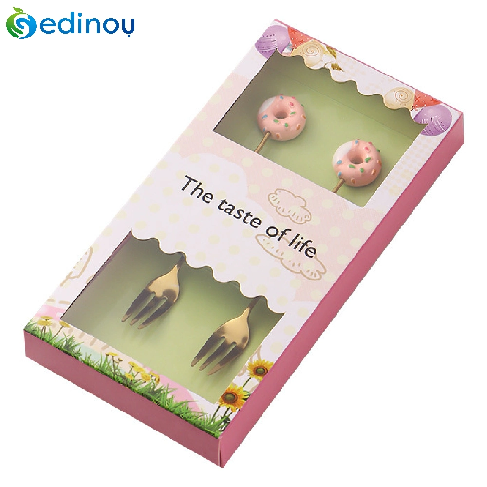 Customized Blossom Art Paper Food Grade Cardboard Wedding Party Hotel Tableware Forks Knife Packaging Box