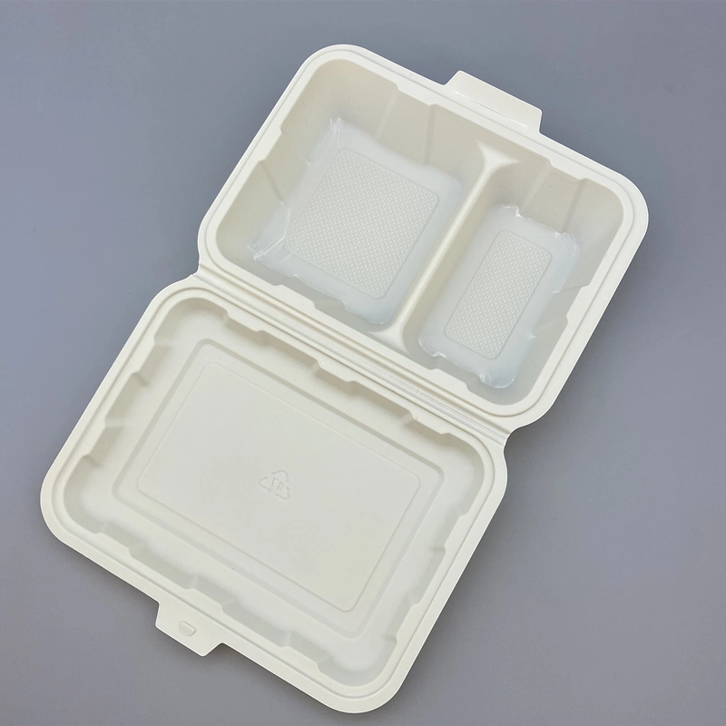 Party Supplies 1000ml 2-Compartments Lunch Box Cornstarch Food Box Takeaway Food Container