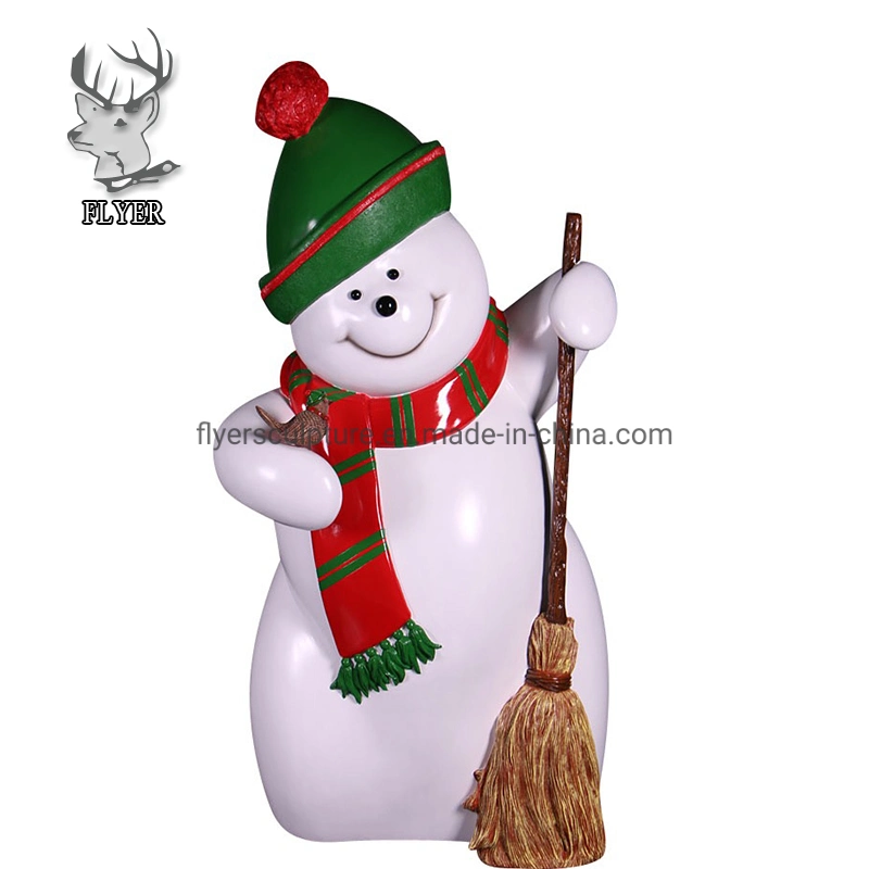 China Big Factory Good Price Christmas Decor Fiberglass Snowman Statue Sculpture