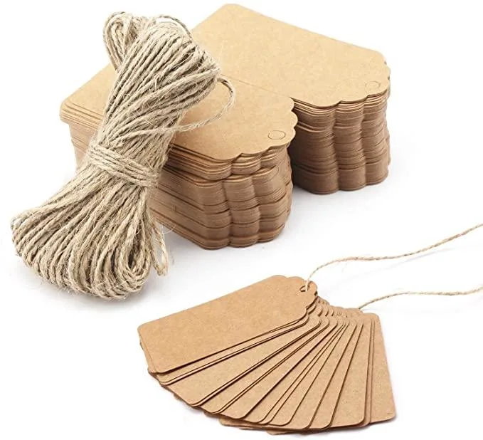 Étiquette cadeau en papier Kraft de qualité supérieure avec cordon de jute naturel