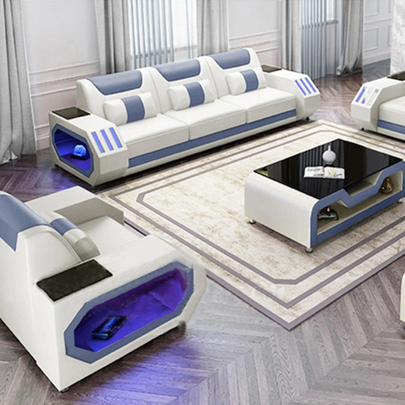 Wohnzimmer Ledersofas für Zuhause Luxus Royal Sofa-Set 5 Sitzer Couch Wohnzimmer Lounge LED-Sektionsofas