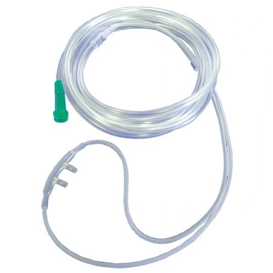 Tubo de oxigénio nasal estéril descartável para uso médico tubo de PVC transparente Verde