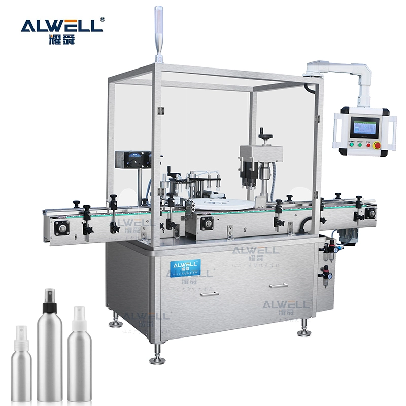 Automatic Digital Pneumatic Liquid Glass Plastic Bottle Perfume Body Vial Spray Can Filling Capping and Labeling Machine