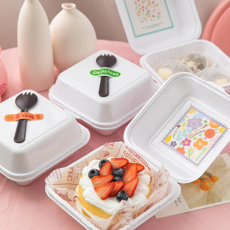 Disposable Bento Lunch Box Baking Cak Food Container Dessert Environmental Protection Snack Box Microwavable Bento Box