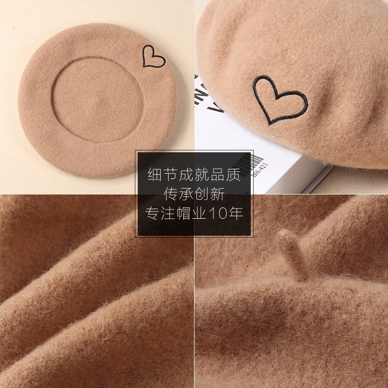 2021 Wholesale/Supplier Hot Selling Berets with Custom Embroidery Wool Fleece Design Knitting Molding Beret Hat