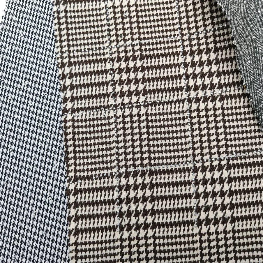 Tecidos de poliéster de Lã Swallow Bird Bandeira Xadrez padrão em ziguezague com tecido de Broca quente para a camada de tecido de confecção de vestuário Vestuário