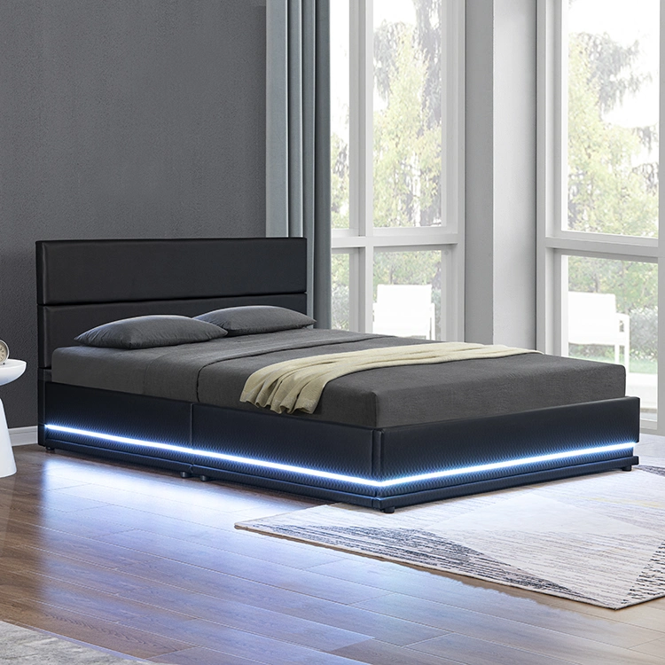 Willsoon Furniture 1705-1-2-3G Modern King Size Upholstered E-Commerce Hot Sale LED Bed