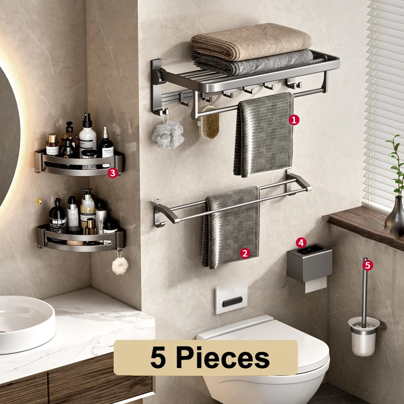 Bathroom Hardware Supplier Towel Bar Paper Holder Gun Black Bathroom Accessories Set