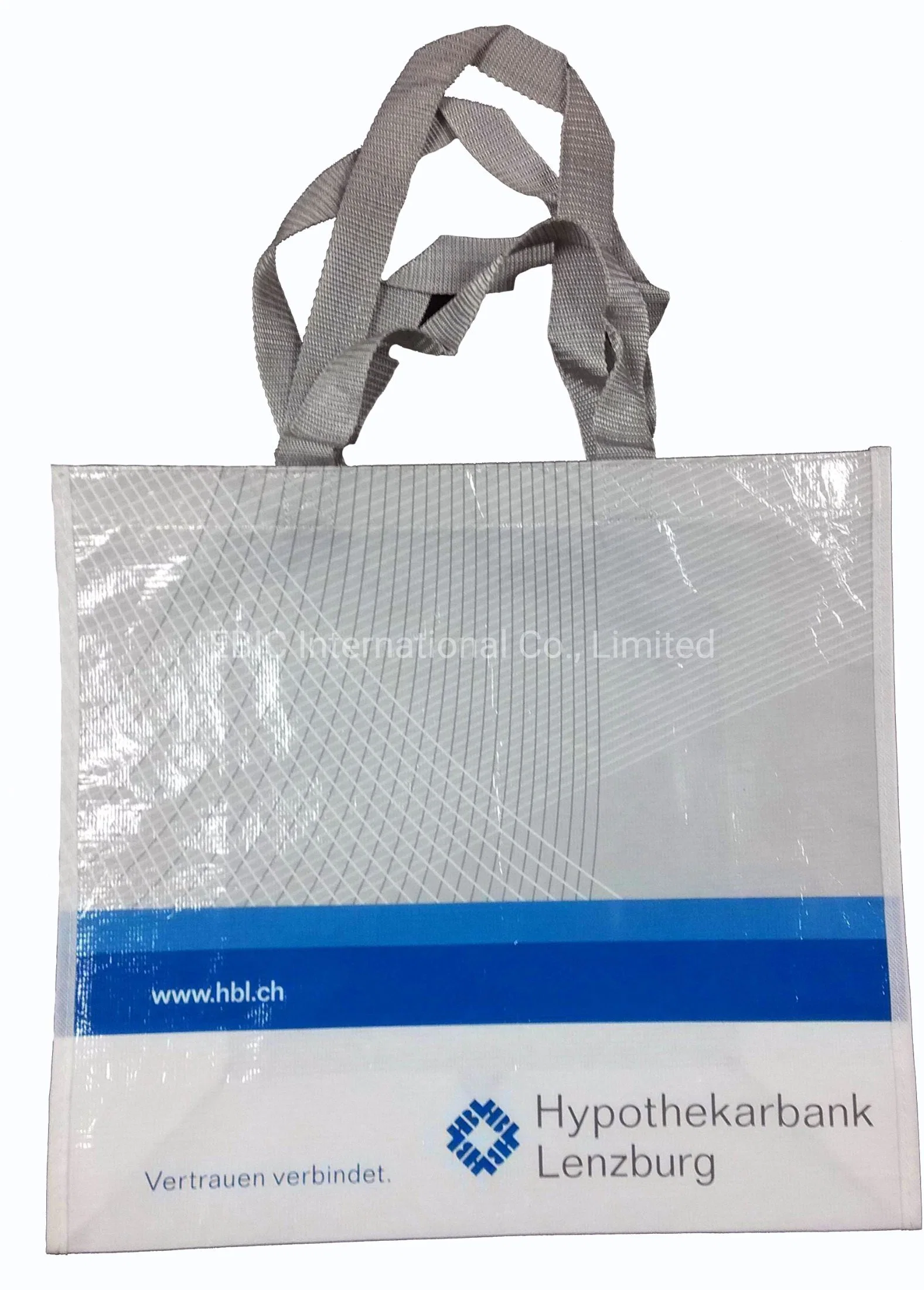 Película de BOPP impreso laminado recubierto de RPET Recycable Environment-Friendly llevar bolsa de compras con cinta Jacquard