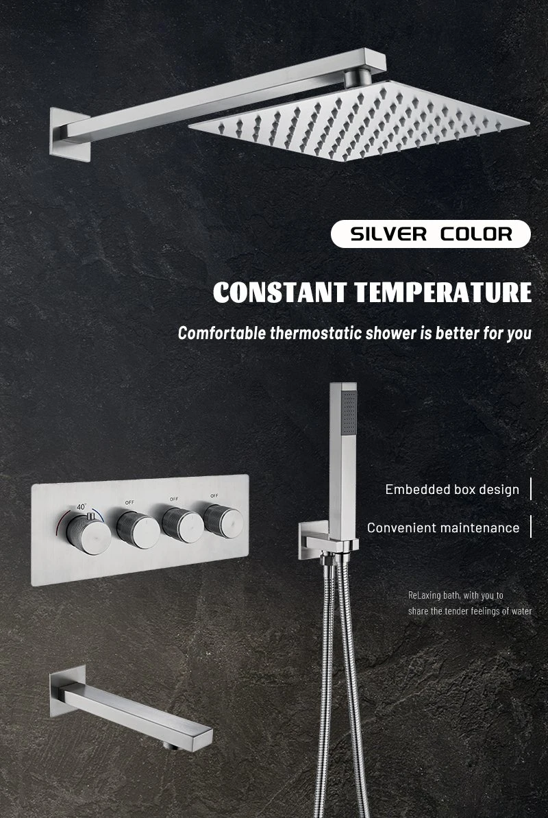 Luxury Rainfall Shower Head System Chrome Concealed Shower Set