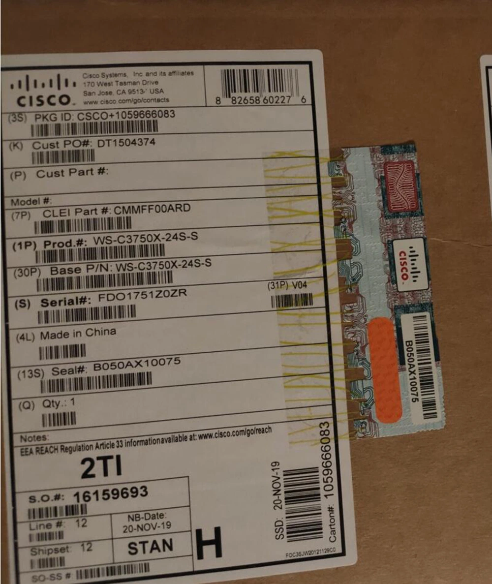 Cisco WS-C3650-48TS-L Cisco Catalyst 3650 datos de 48 puertos de enlace ascendente de 4X1g conmutador Ethernet LAN Base