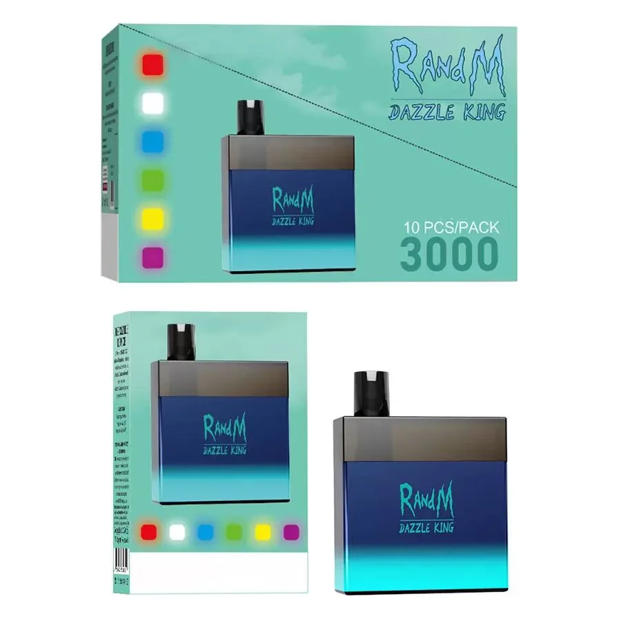 Authentic Randm Dazzle King 3000 Puffs 8ml Colorful LED Light USB Charge Port E Cigarette Disposable Vape Device