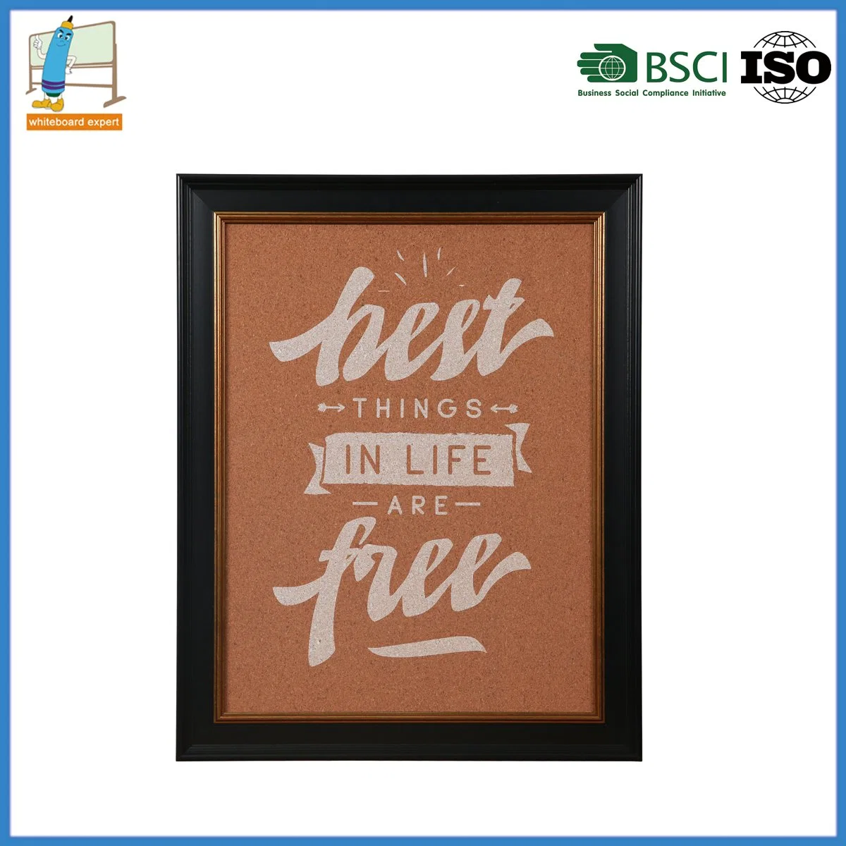 Wooden Frame Printed Corkboard for Home Decor