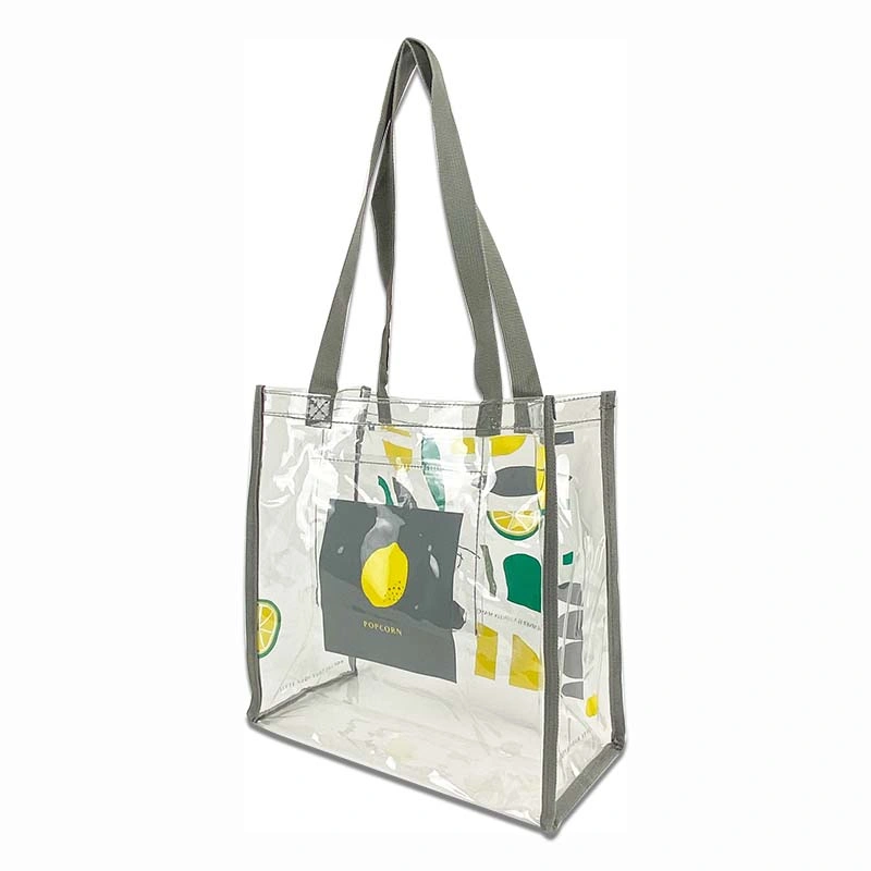 Custom Full Size Printed Clear Tote Stadium Approved Bag with Interior Pocket