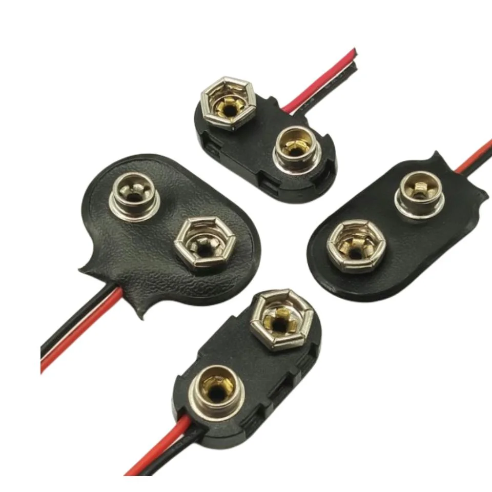 I Type Long Cable Connection Hard Shell 9 V Battery Clip