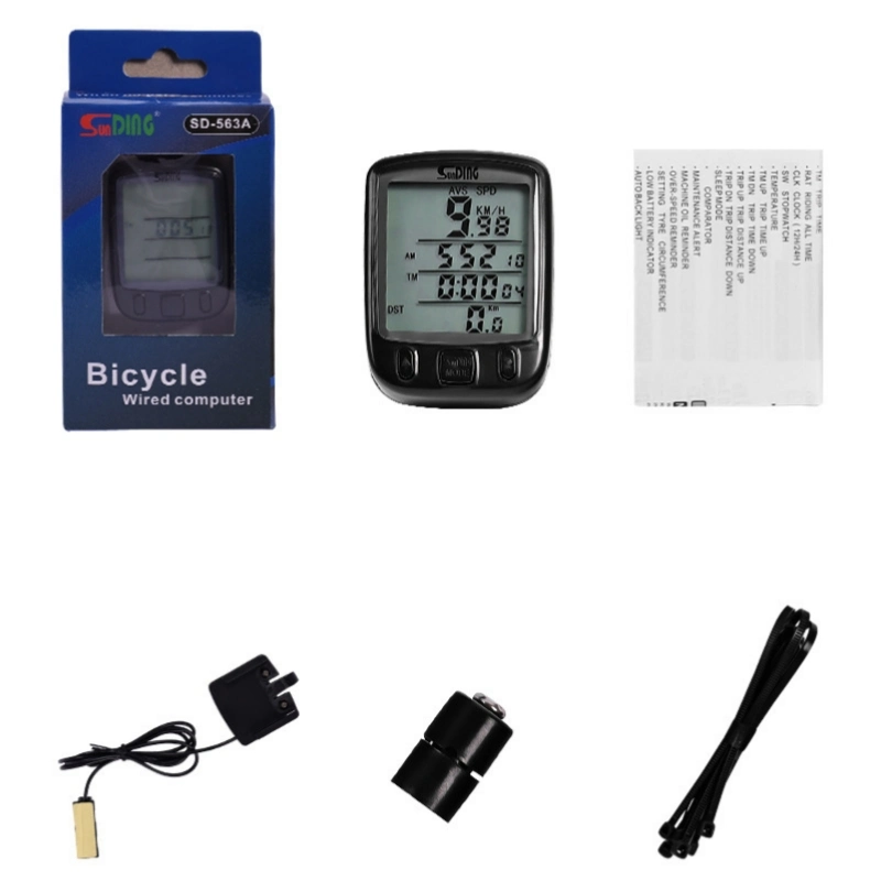 Bike Wired Computer 1.6 Inch Backlight Display Screen Waterproof Bicycle Code Table SD-563A