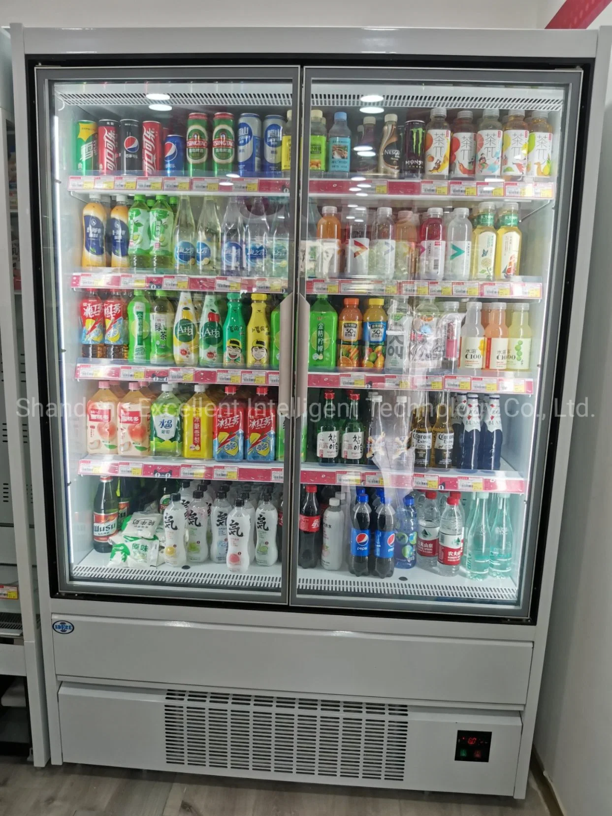 Conveniência comercial armazenar bebidas vertical do refrigerador do visor de vidro transparente geladeira