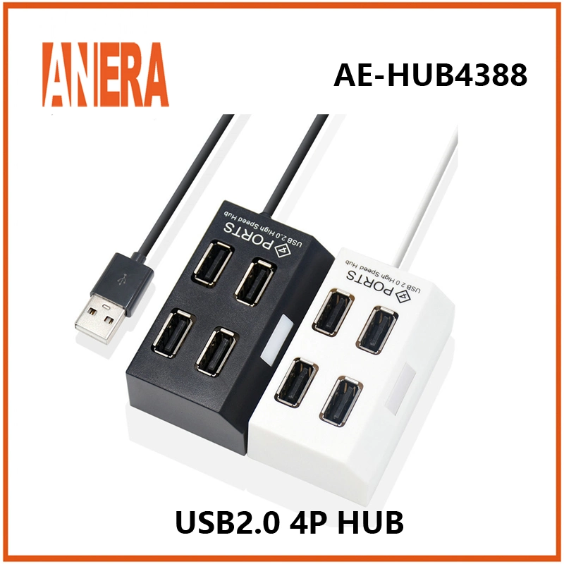 Anera Hot Selling High Speed New Slim 4 Ports USB 2.0 Hub with 50cm Cable for Laptop PC Computer