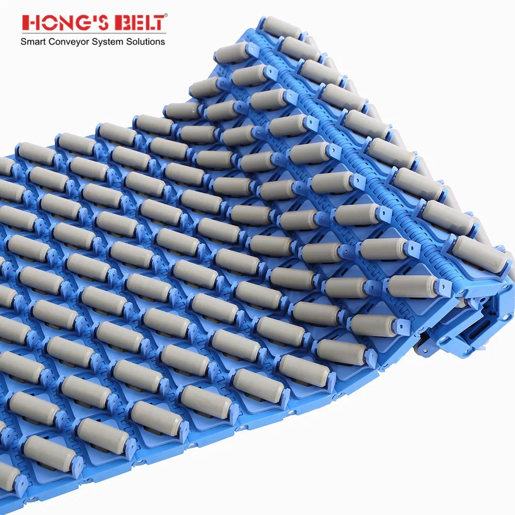 HS-3800-4Hongsbelt rodillo plástico modular c arriba de la cinta transportadora para la ordenación de los transportadores