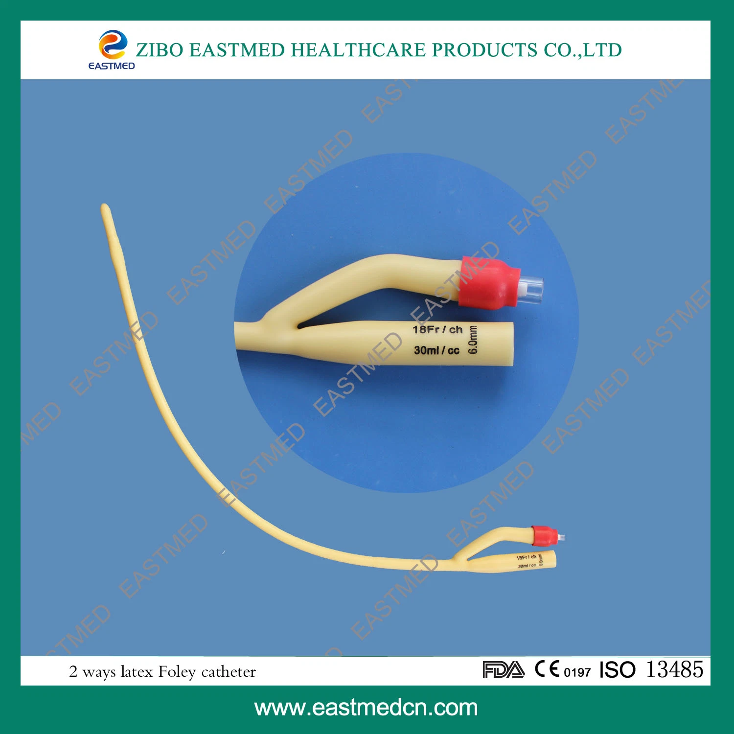 F12-F24 Latex Single Packed Foley Catheter 2-Way OEM Fr12-Fr24