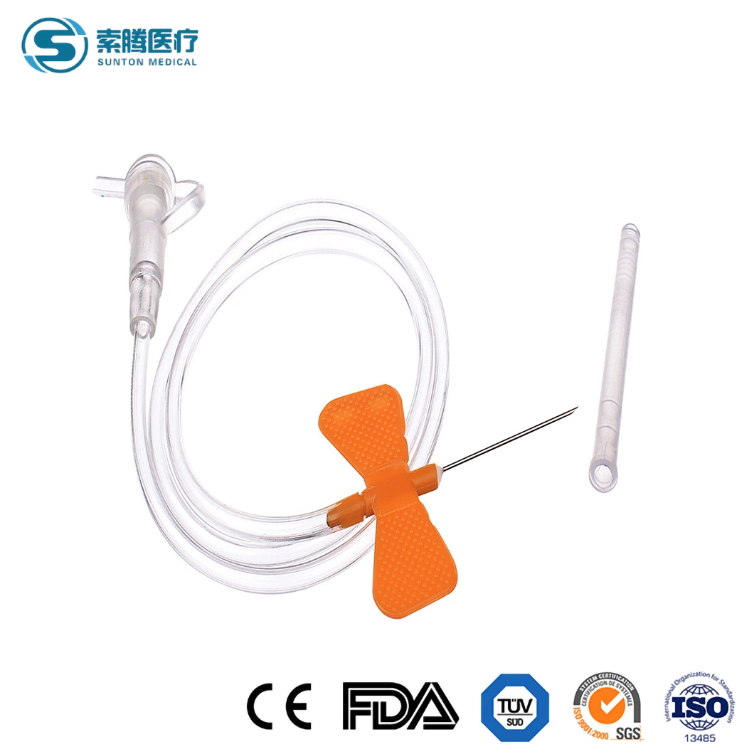 فروة رأس صنتون Vein 23G China IV Needle Factory أحجام مختلفة فروة الرأس المرمزة بالألوان، جهاز فروة رأس الإبرة الطبية التي يمكن التخلص منها عن طريق الحقن الوريدي مجموعة الوريد/إبرة فروة الرأس