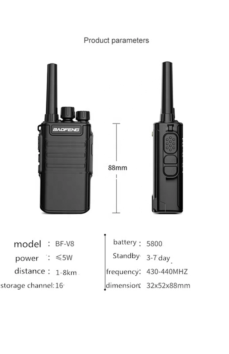 Baofeng original Bf-V8 de VHF UHF Radio de dos vías Baofeng Bf-V8 CON FM Intercomunicador inalámbrico de mano mejor precio de fábrica de Walkie Talkie