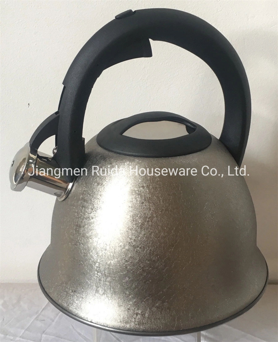 Home Appliance for 3.0L Stainless Steel Whistling Kettle in New Design with Sliver Power Coating of Body