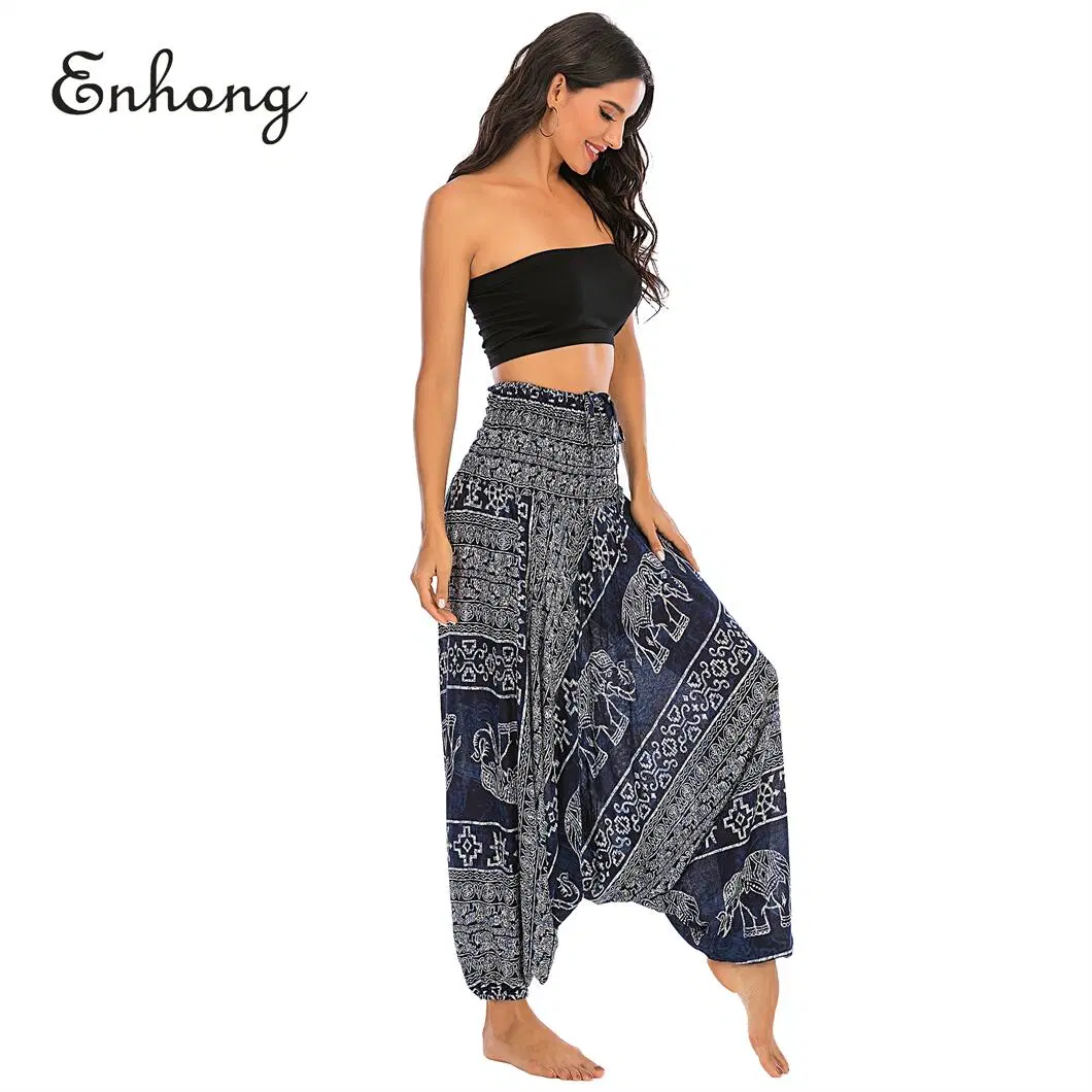 New Fashion Print High Waist Thai Bloomers Sexy Casual Pants