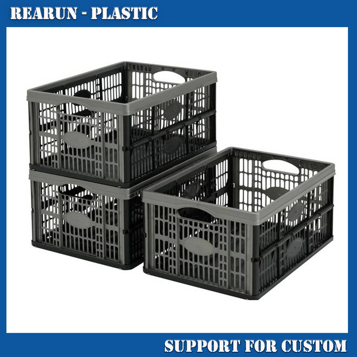 Heavy Duty Large Reusable Industrial Stackable Folding Collapsible Plastic Bulk Wire Mesh Pallet Container