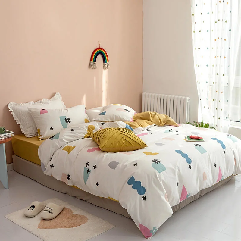 100% Cotton Twill Fabric Print Girl's Boy's Room Bed Set Baby Bedding Set