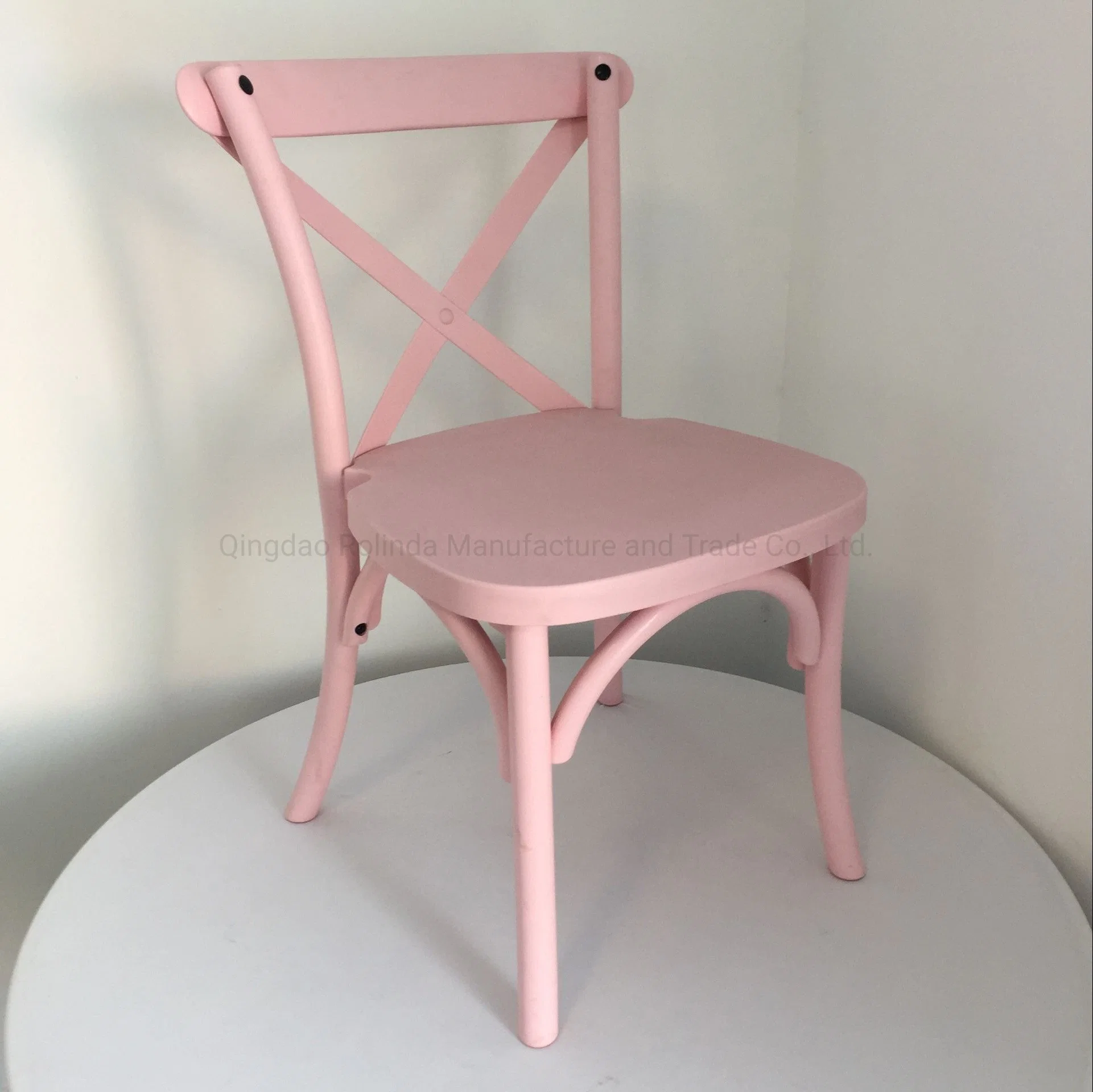 Chair Commercial Grade Pink Color Kids Cross Back Chair PP Resin Material X Back Chair for Kids Barber Chair