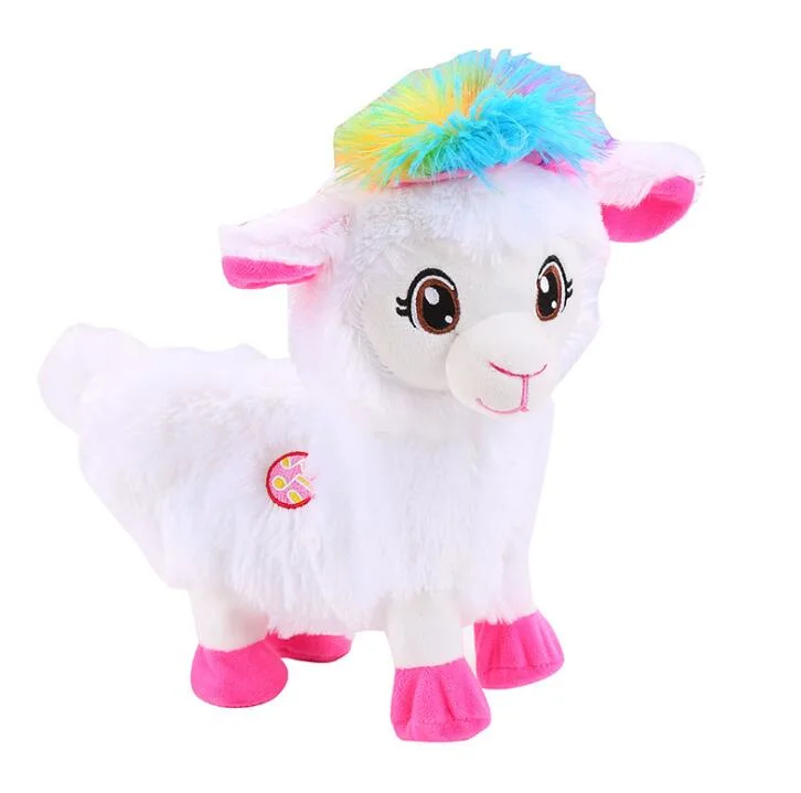 Dancing Talking Cartoon Building Blocks Electronic Sheep Plush Stuffed Toys