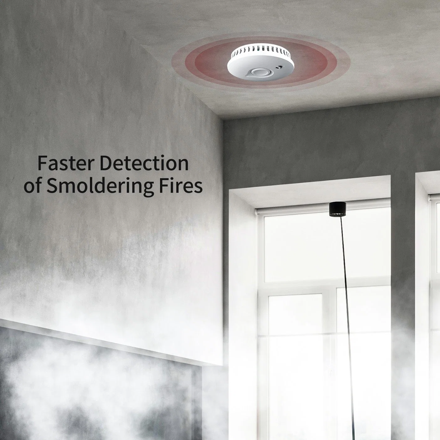 CE NF Standalone Photoelectric Smoke Alarm with 10 Years Lithium Battery