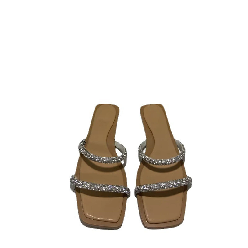 Fashion Rhinestone Flat Slip on Sandals