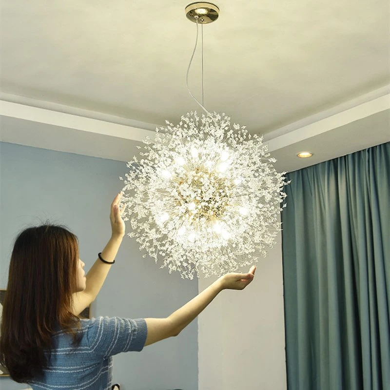 Современная лампа-светильник Chandelion с шариковым подвесным фонарем и подсветкой Crystal Dandelion Подвесной светильник для ресторана висит