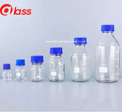 Laboratory Glassware High Borosilicate 3.3 Glass Reagent Bottle Media Bottle with Blue Screw Cap 100-20000ml