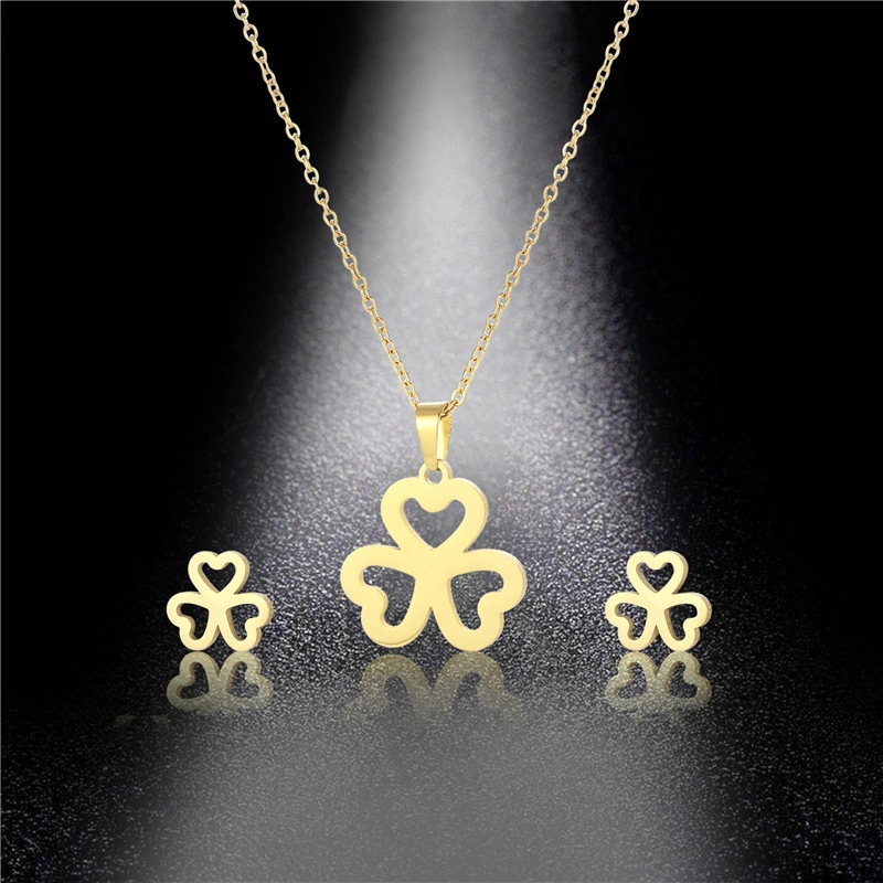 Manufacturer Custom Fashion Jewelry Non Tarnish Hypoallergenic 18K Gold Plated Stainless Steel Creative Necklace Sets Jewelry Sets