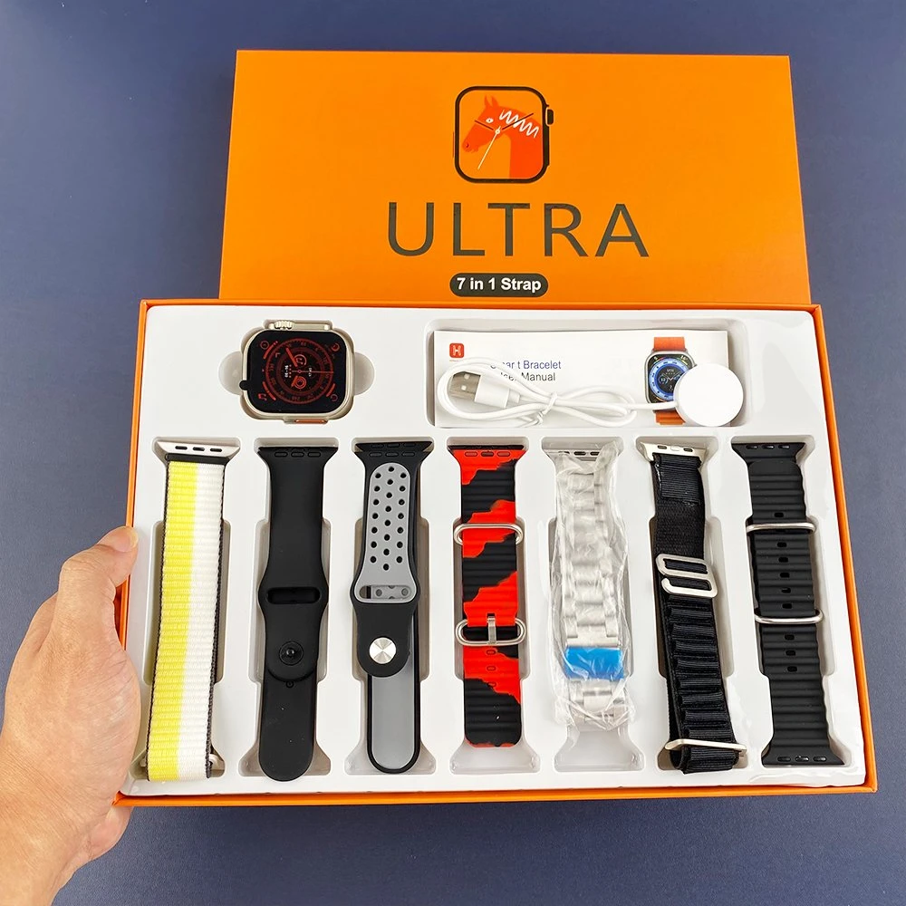 Regalo nº 1 7en1 Ultra Smart Watch con 7 correas de nylon de caucho Océano Metal cargador inalámbrico llamada Bt 7 en 1 Ultra Smartwatch