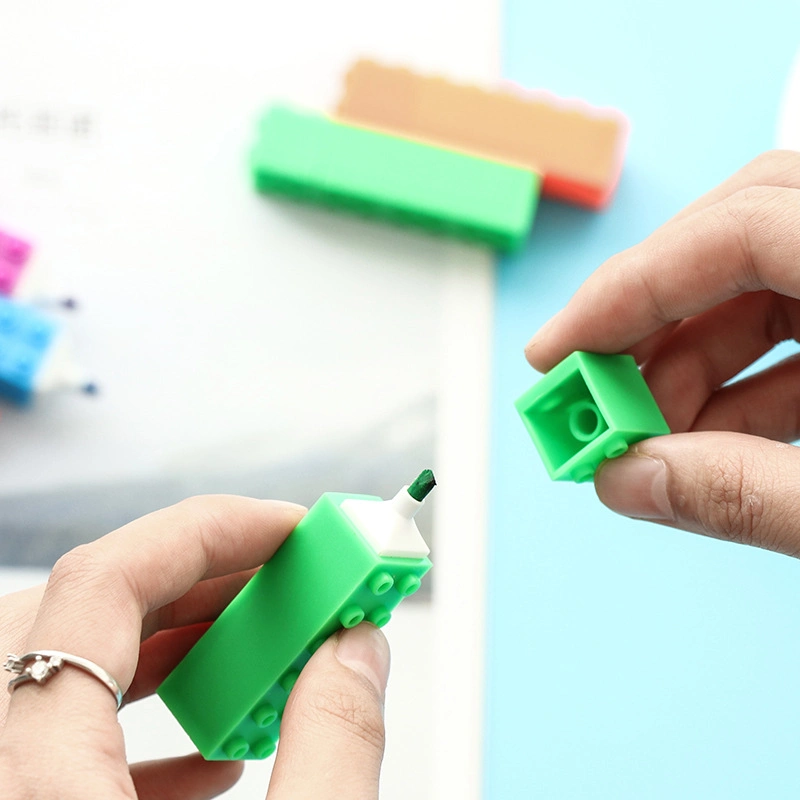 Mini Building up Block Pen Highlighter Marker Pen Writing Drawing Stationery