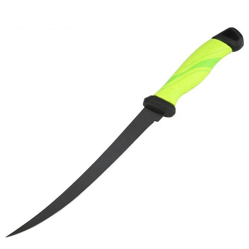 Topwin 9 pulgadas afilado cuchillo de filete de pescado de acero inoxidable Golf Cuchillo de pesca de cuero